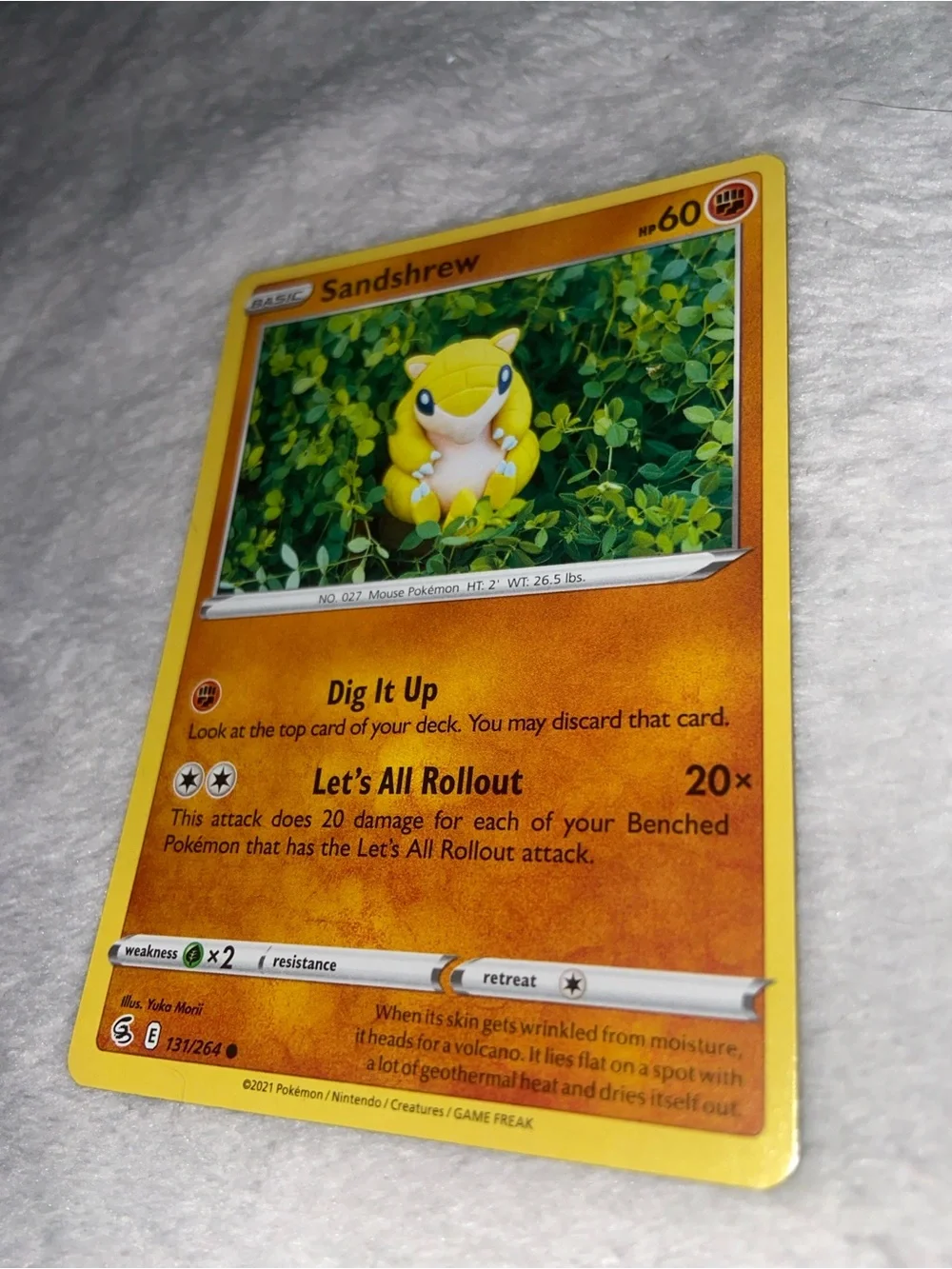 Sandshrew Pokémon card (#131/264) from the Sword & Shield: Fusion Strike